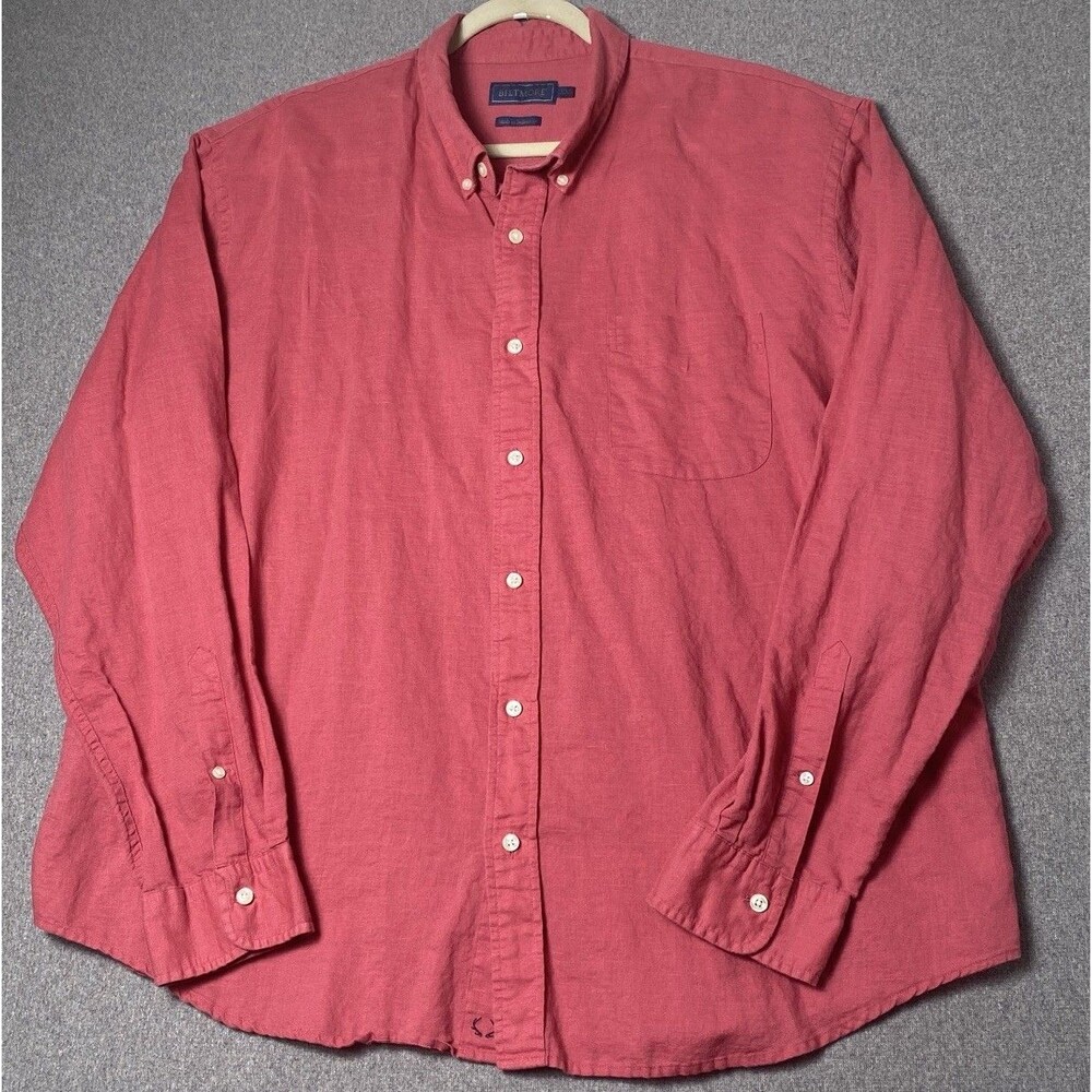 Biltmore Men’s Linen Blend Shirt Long Sleeves Size XXL